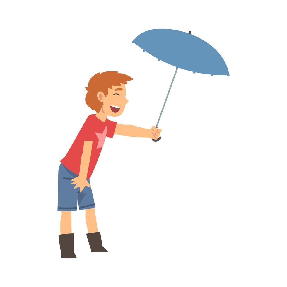 Cute Smiling Boy with Umbrella, Polite Boy, Good Manners Illustration vector