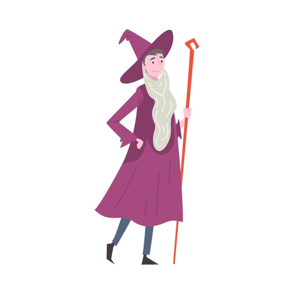 Young Man Dressed as Magician, Guy in Festival Costume, Masquerade Ball, Person Taking Part at Carnival Party or Holiday Celebration Illustration vector