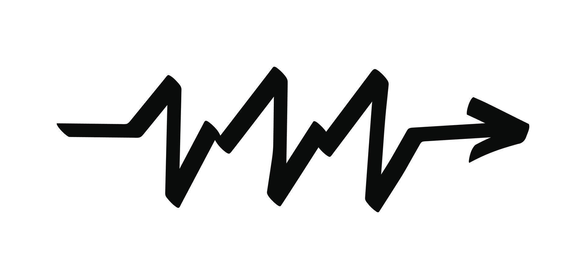 Hand drawn pulse doodle arrow isolated on a white vector