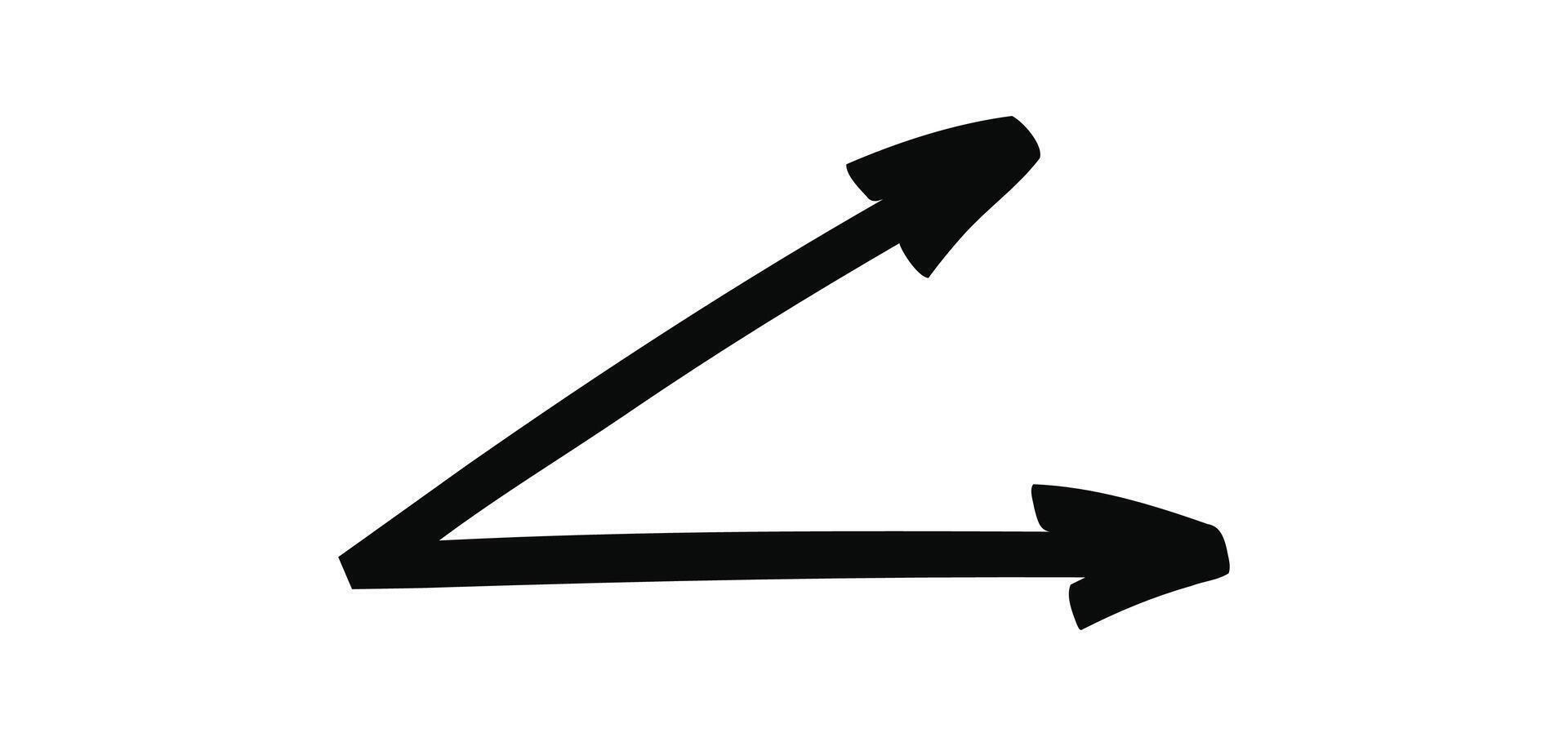 Hand drawn double doodle arrow isolated on a white vector