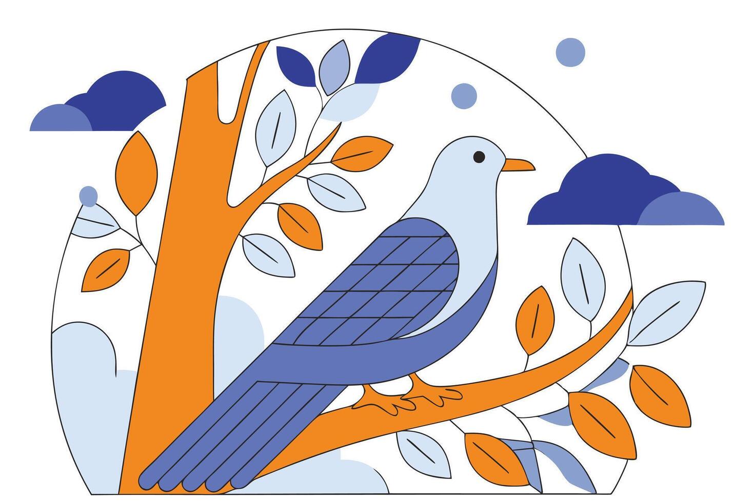 cuckoo bird sitting on tree branch illustration white background vector