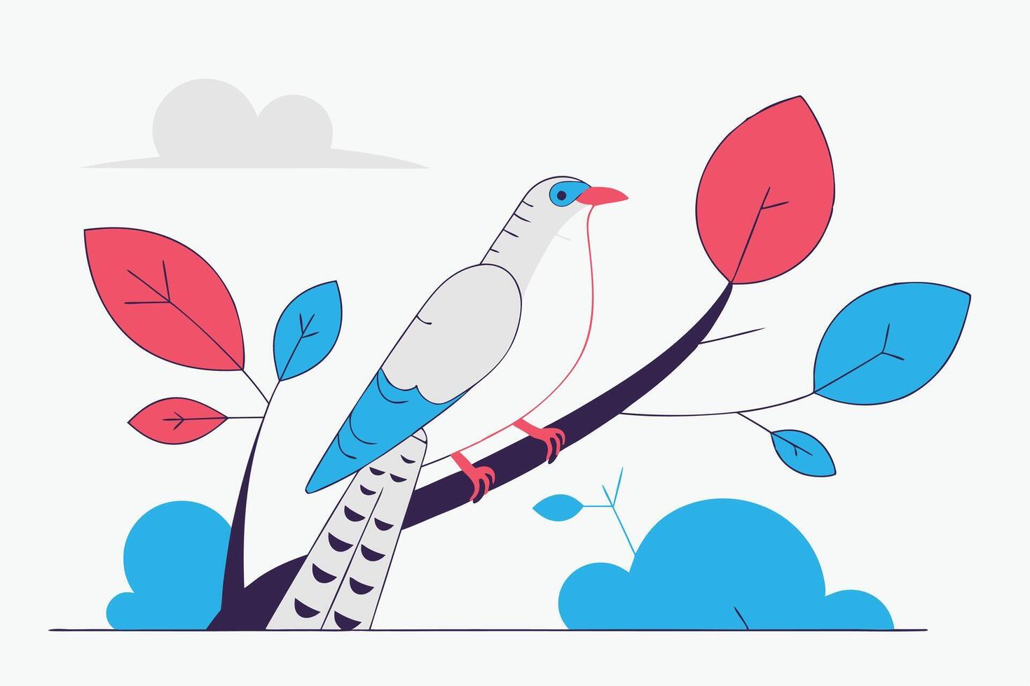 cuckoo bird sitting on tree branch illustration background vector