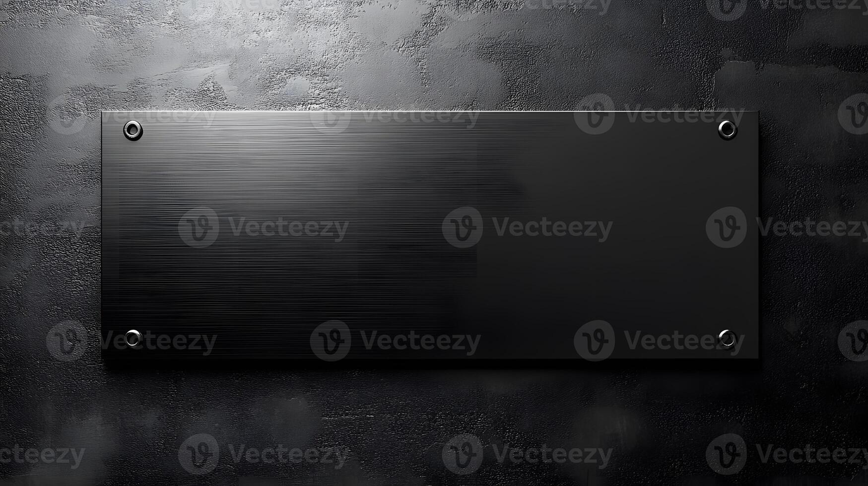 Brushed steel black metal plate exhibits sleek industrial design with rectangular shape and dark finish, mounted on wall with soft ambient lighting. design photo