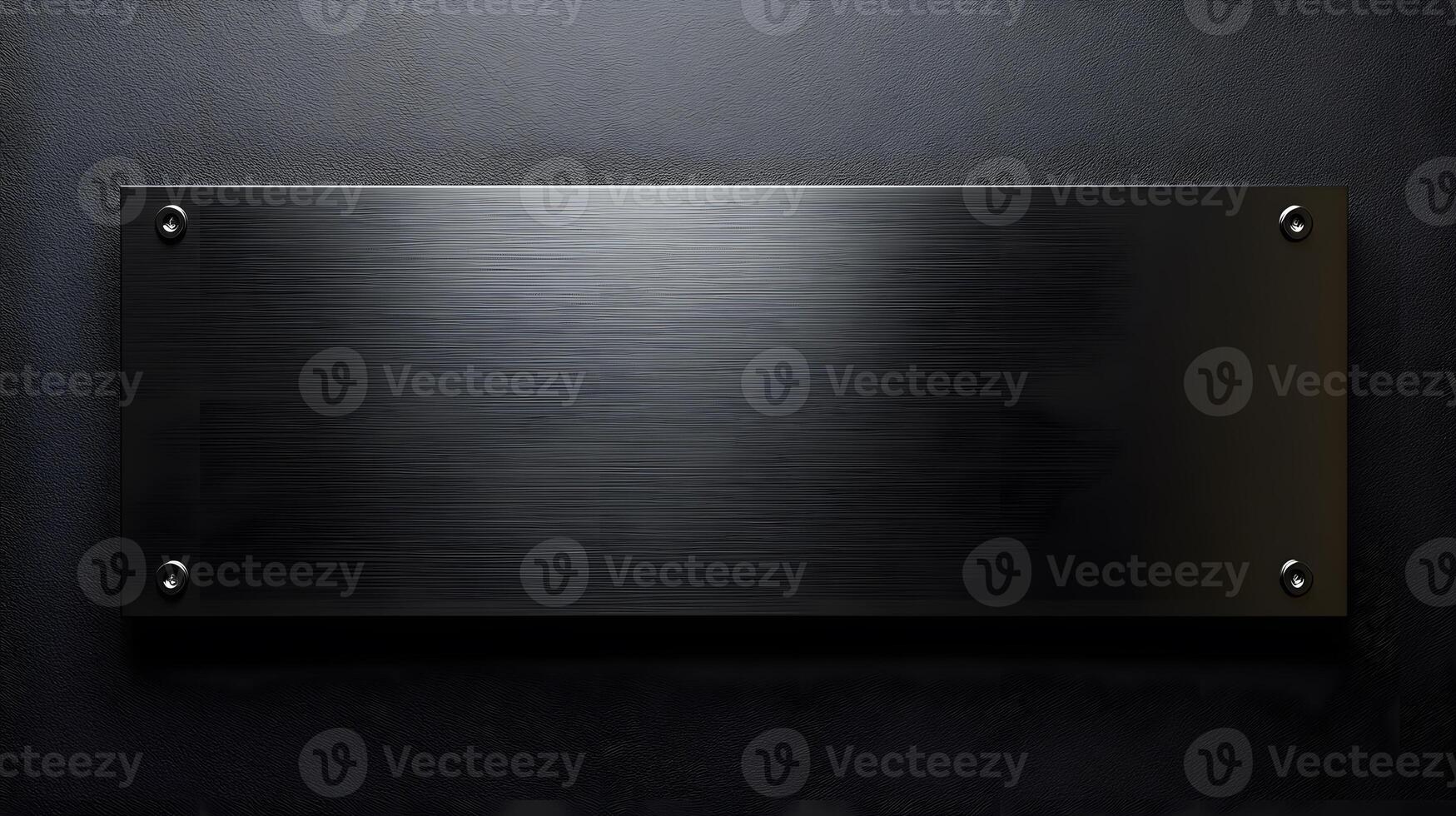 Brushed steel black metal plate exhibits sleek industrial design with rectangular shape and dark finish, mounted on wall with soft ambient lighting. alloy photo