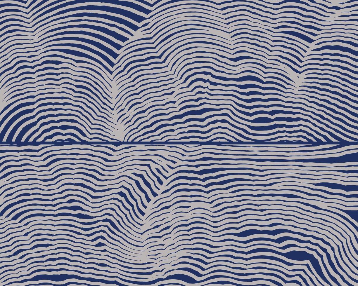 Crafted hand drawn brush line abstract wave pattern, Japanese and Ethnic folk wood carving, engraving, basketry surface textured background, dynamic graphic for textile, fabric, carpet, vector