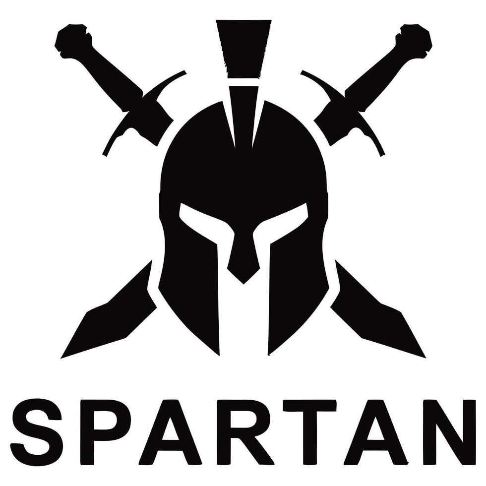 Bold Spartan Logo with Crossed Swords. vector