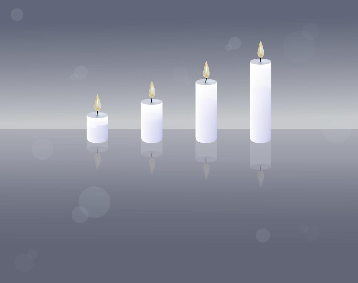 set of candle light arrange on decorate background vector