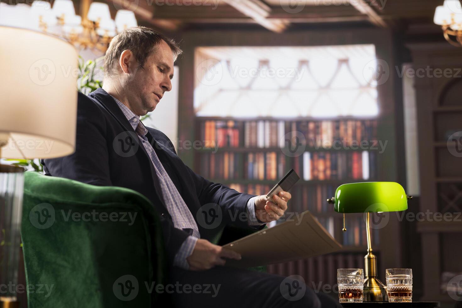 Intelligence agent preparing to analyze top secret data storage on a hard disk, examining the crucial secure information on a drive. Government access for essential espionage mission. photo