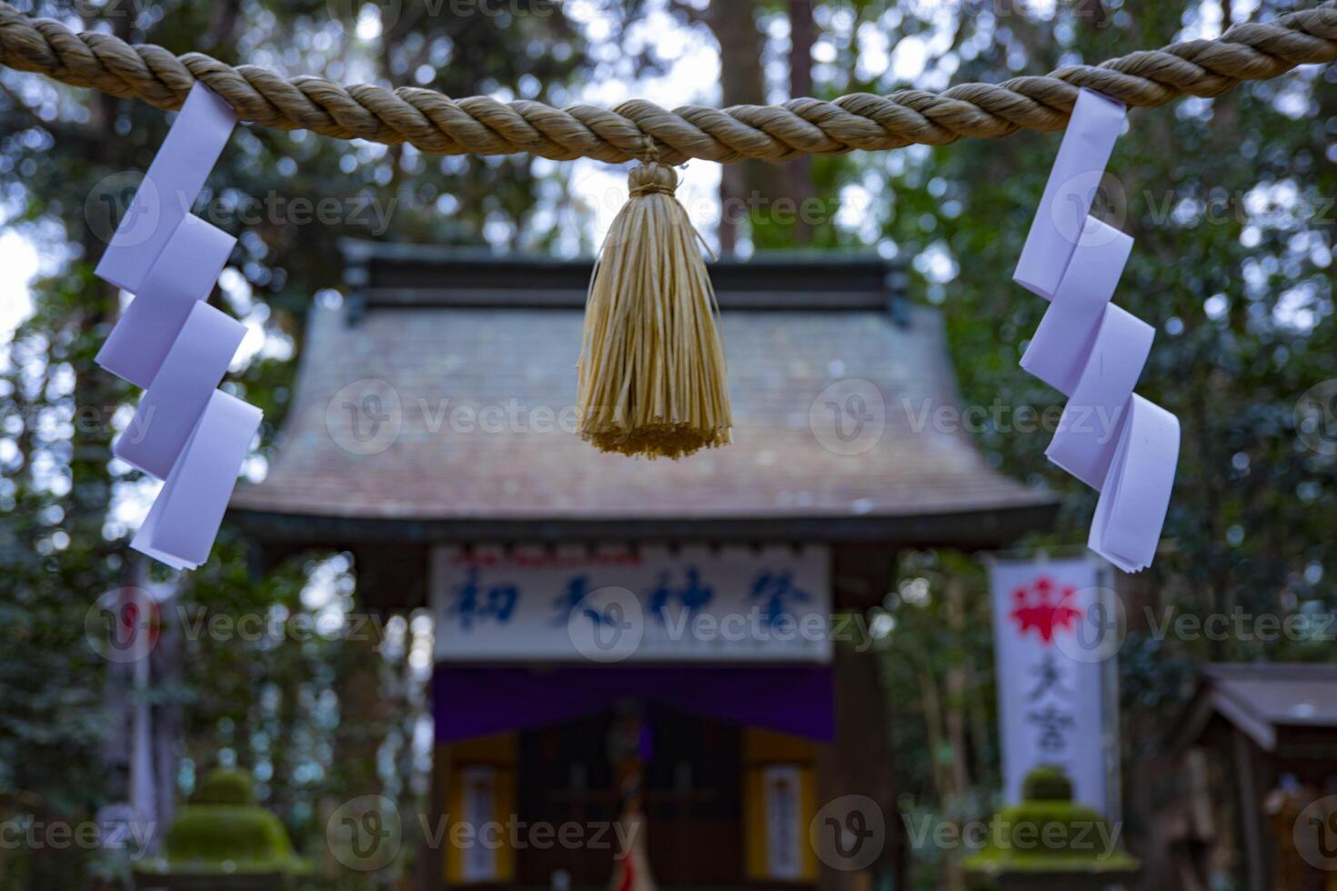 Big religious gate at Oomiya hachiman shrine in Tokyo photo