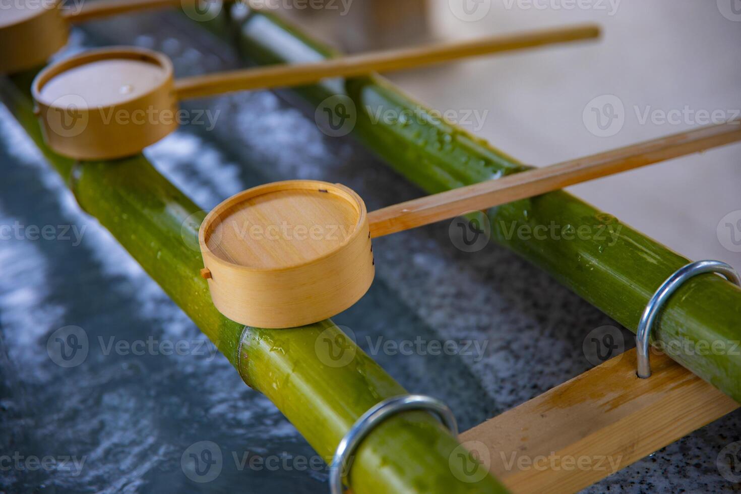 Purification trough at Oomiya hachiman shrine in Tokyo photo