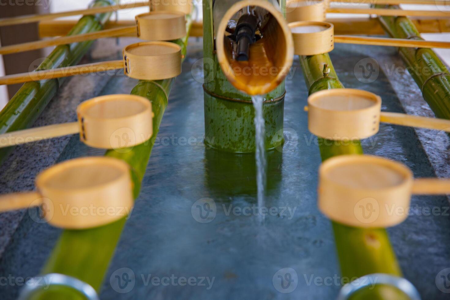 Purification trough at Oomiya hachiman shrine in Tokyo photo