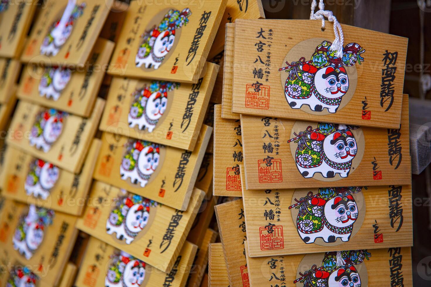 Votive tablets at Oomiya hachiman shrine in Tokyo photo