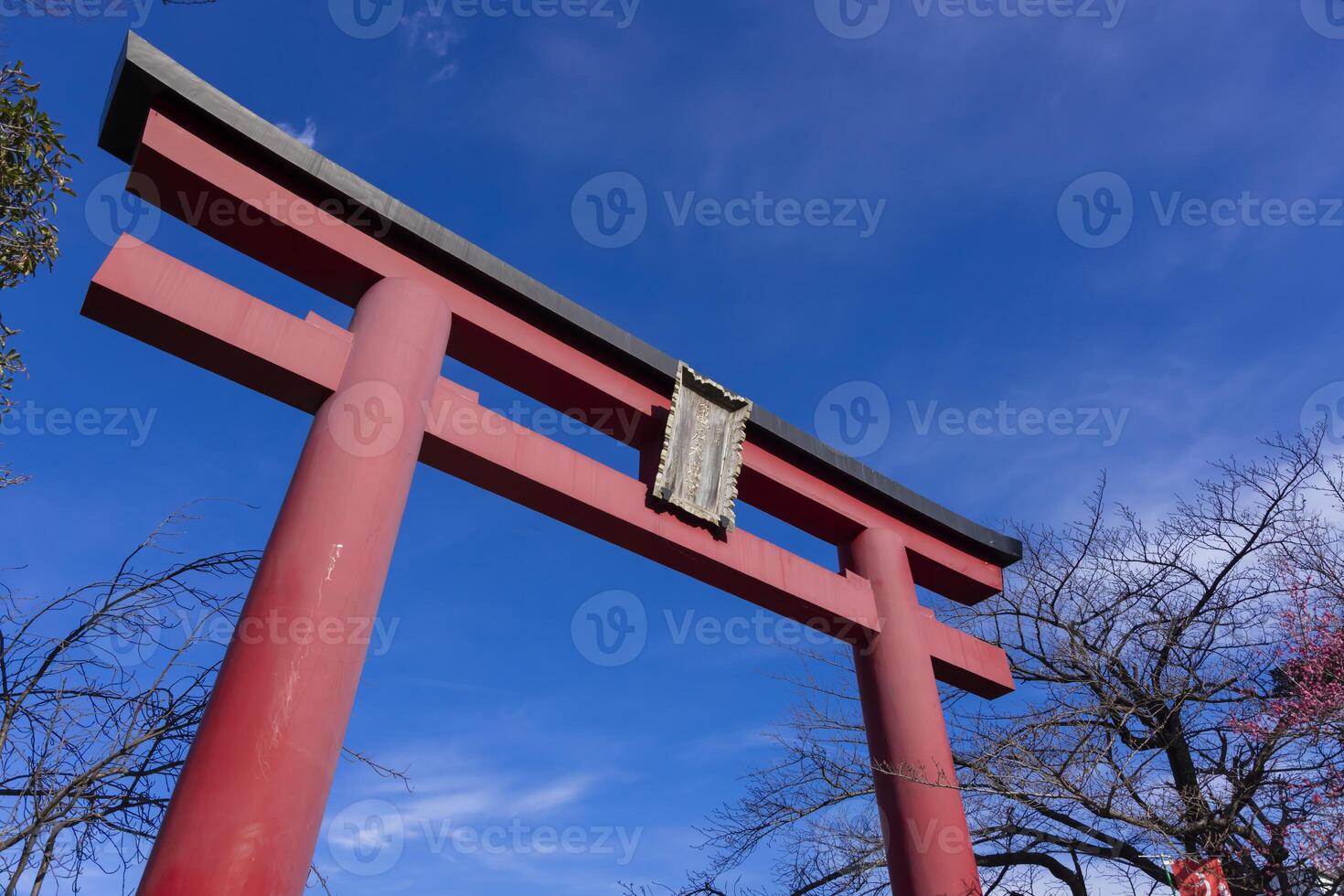 A main red gate Torii at Kameido Tenjin shrine in Tokyo photo