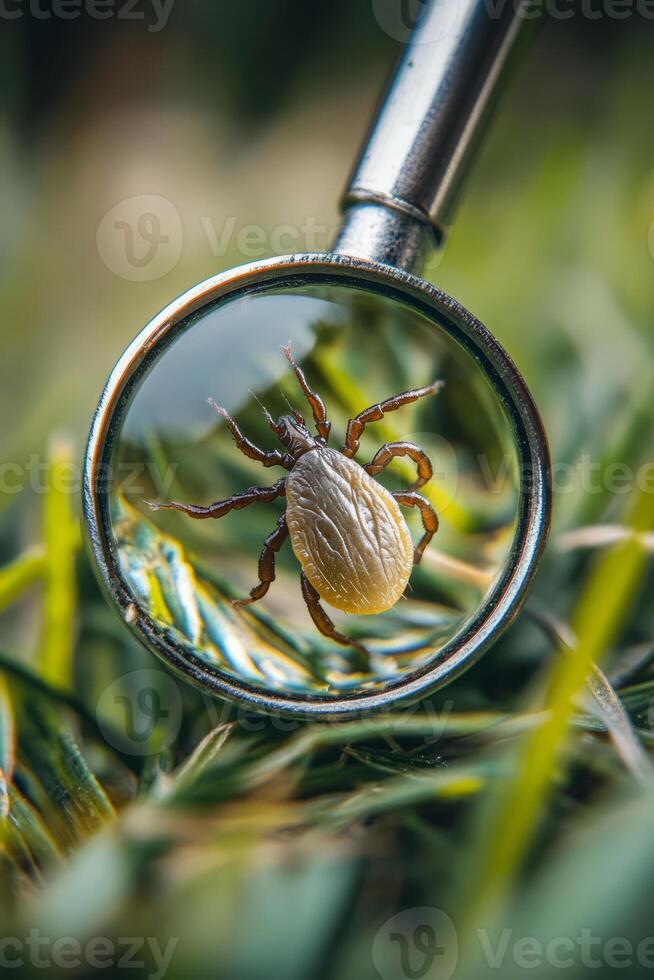Tick magnified through a lens photo
