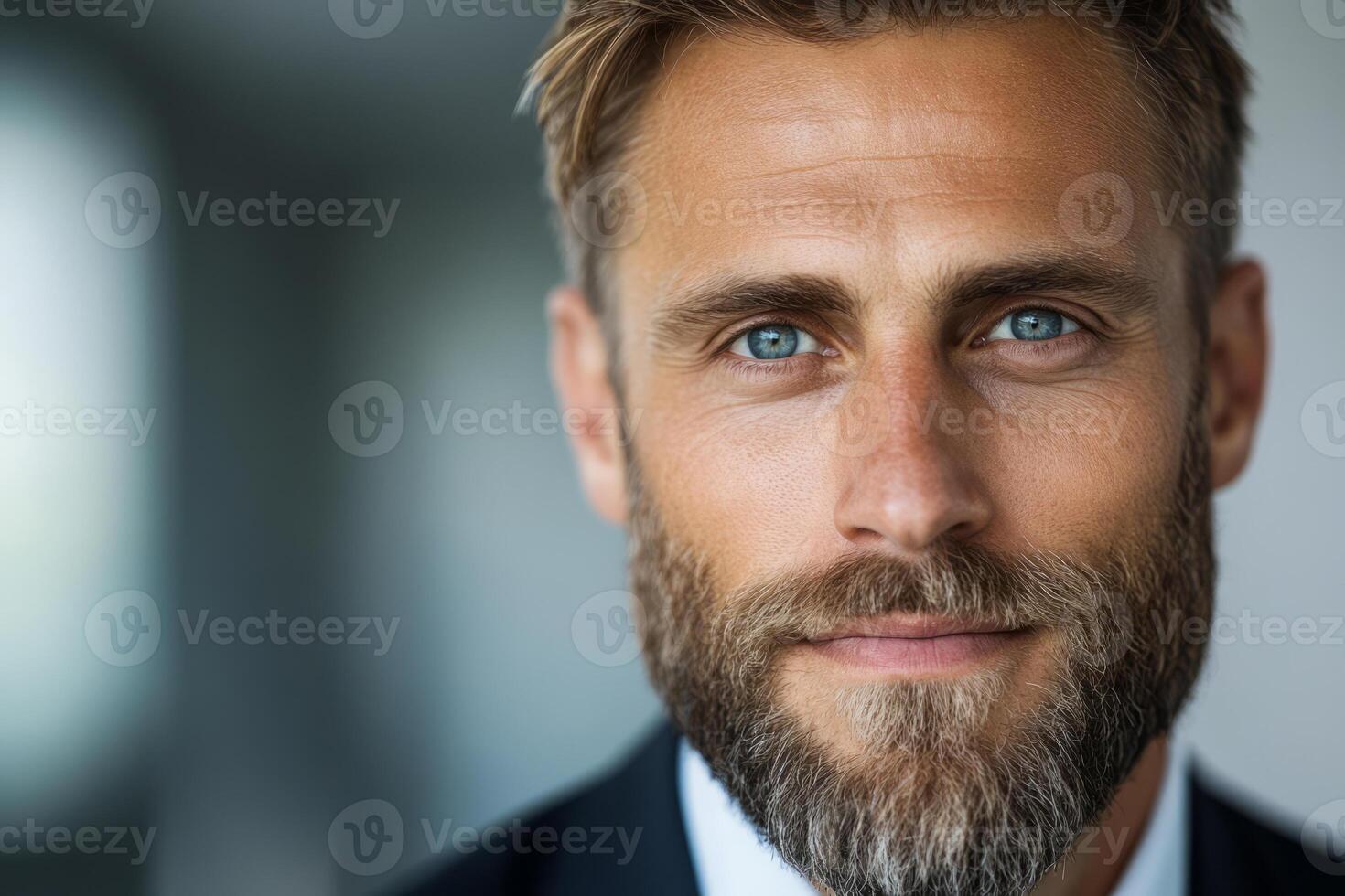 Man with beard and blue eyes photo