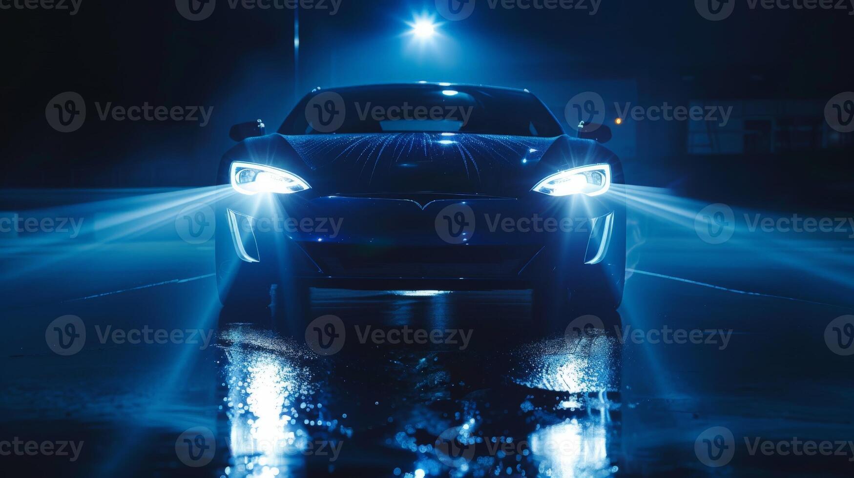 Tesla Electric Car Night Photography. photo