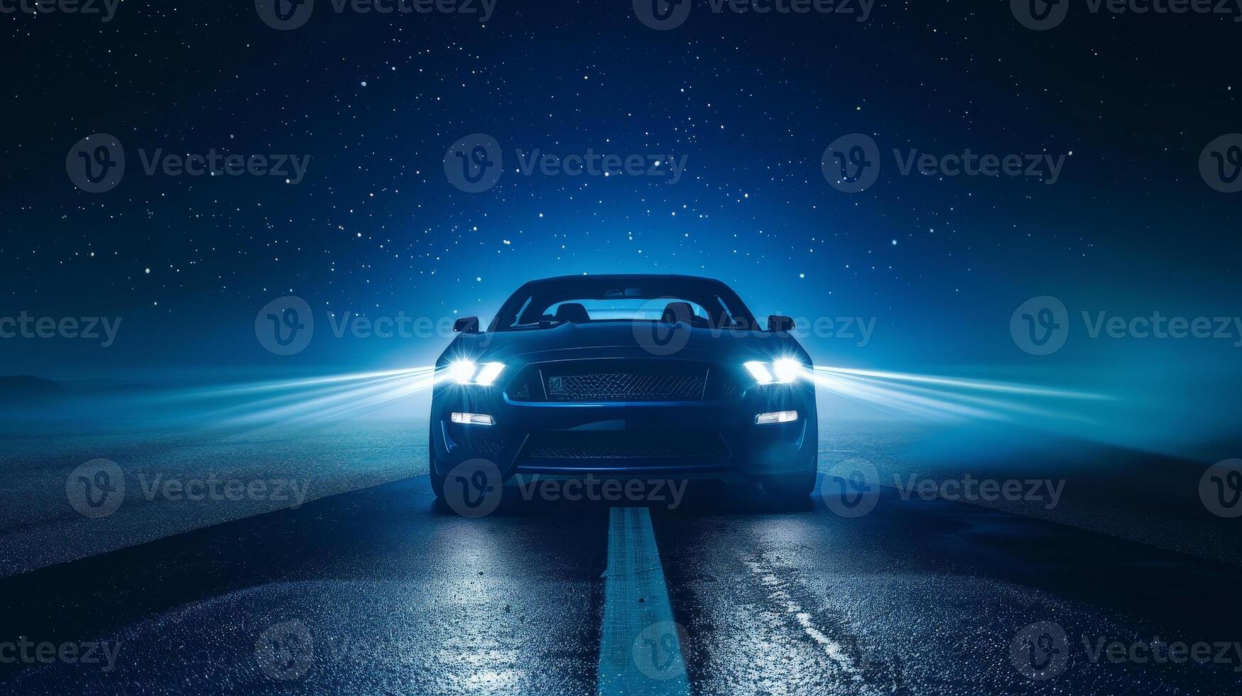 Night Drive with a Mustang. photo