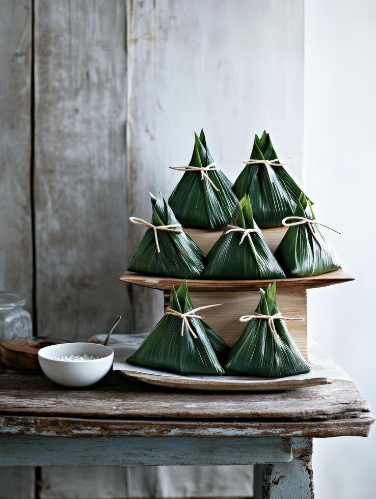 Green Leaf Wrapped Treats. photo