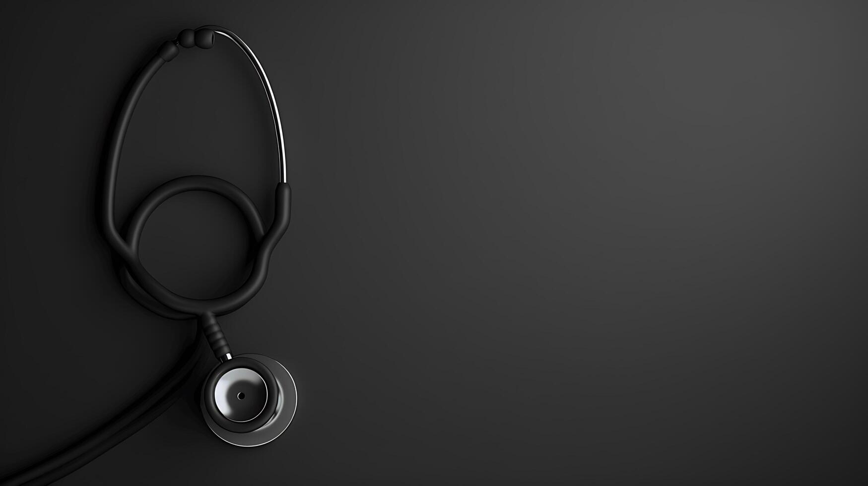 Stethoscope on a Dark Surface with a Minimalistic Design Showcasing Healthcare Instrument for Medical Professionals in a Modern Setting photo