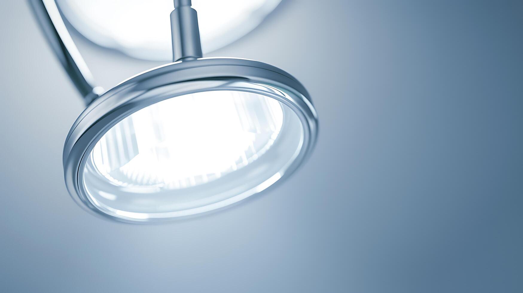 Bright and Modern LED Light Fixture Illuminating a Soft Blue Background in a Contemporary Setting, Perfect for Interior Design and Architectural Photography Projects photo