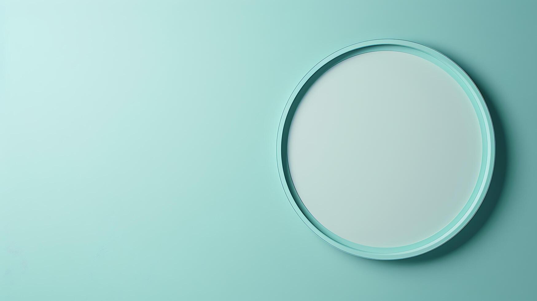 Minimalistic Round Mirror with Aqua Frame on Soft Textured Wall in Contemporary Interior Design Space for Stylish Home Decor Inspiration photo