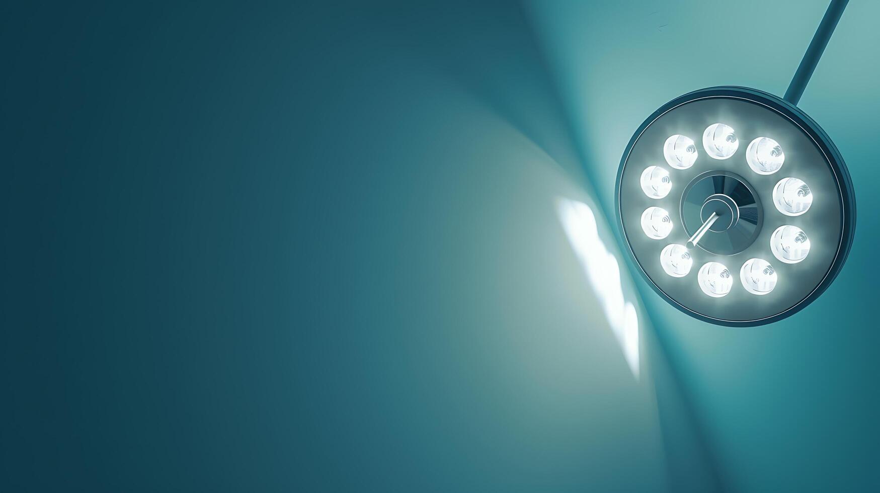 Bright Overhead Surgical Light Illuminating Clean Green Surgical Room with Soft Shadows and Modern Design for Medical Environments and Healthcare Facilities photo