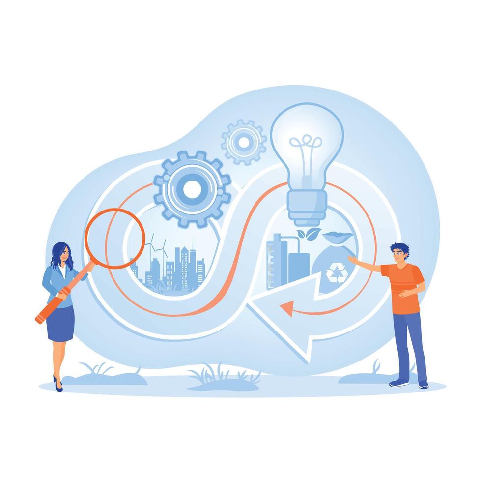 Sustainable development with business analysis and environmentally friendly concepts. vector