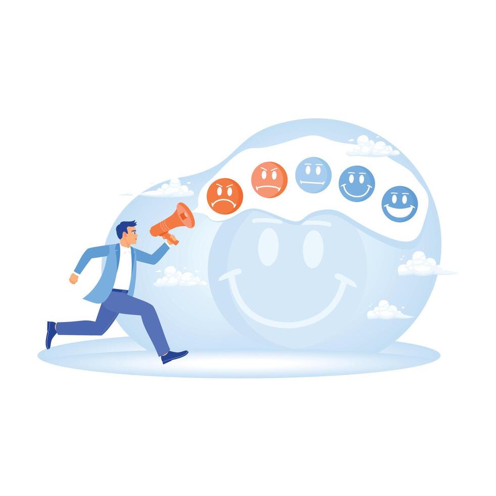 Customer satisfaction survey with mood emoticons. vector