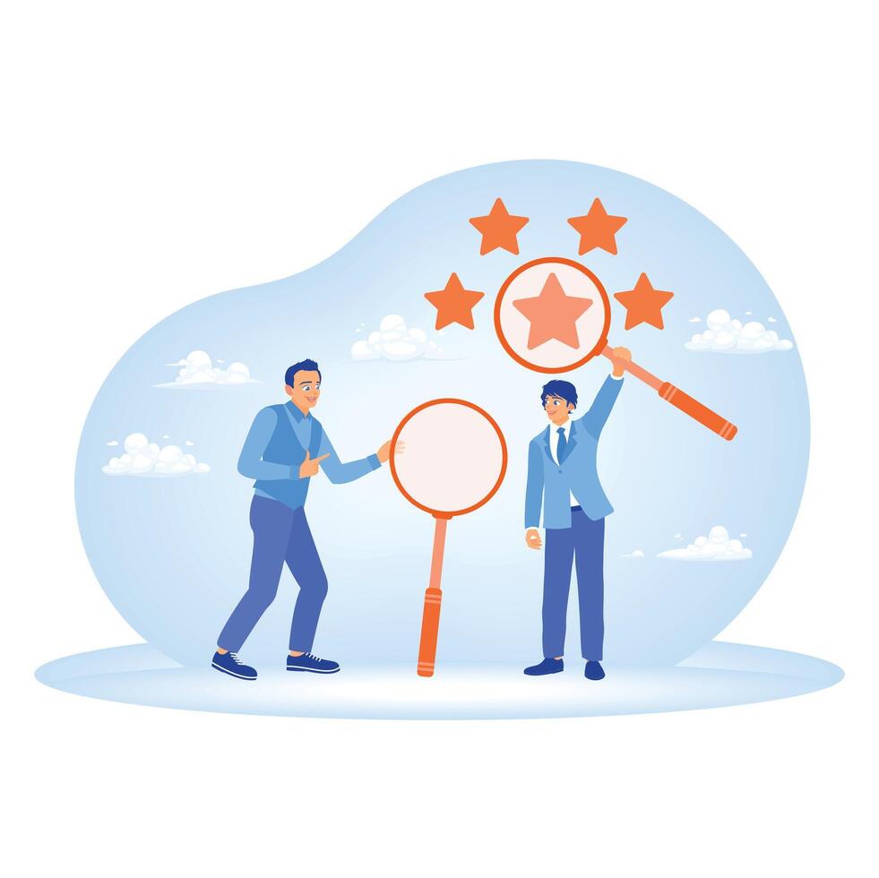 Analyze the concept of employee performance with star scores. vector