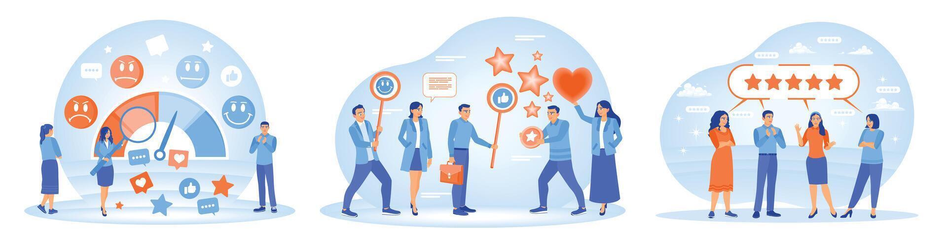 Customer feedback analysis and client satisfaction concept. vector