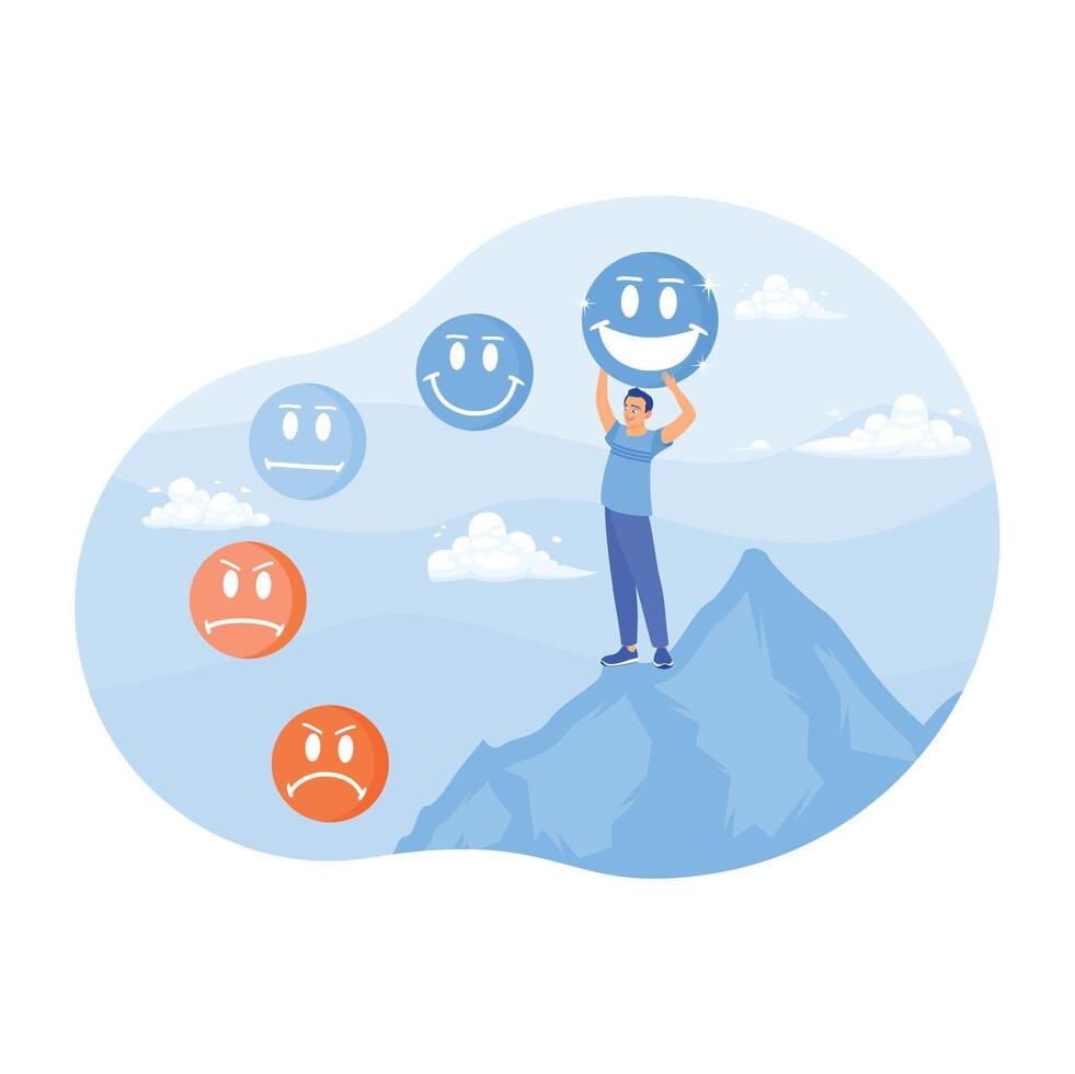 Positive score or good quality service with facial emoticons. vector