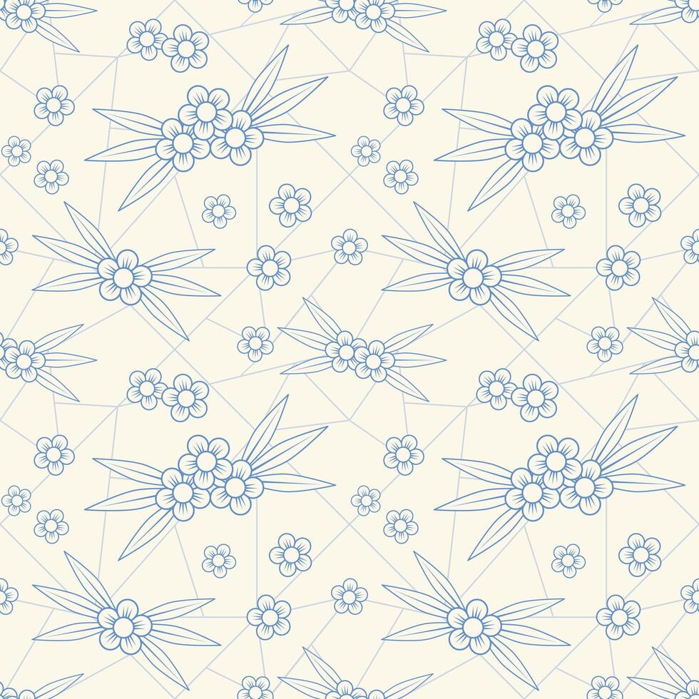 Seamless Chinese blue and white floral pattern. vector