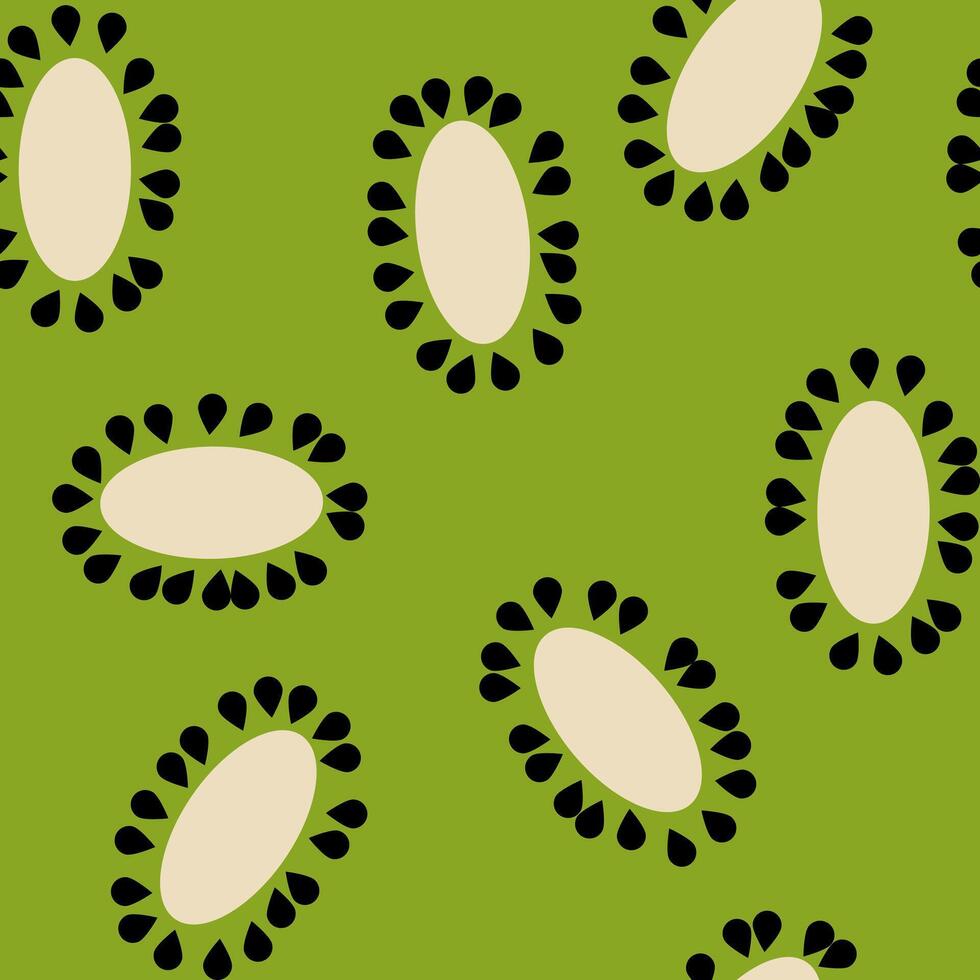 Kiwi Fruit Seamless Pattern Simple Geometry Flat Design For Textile Wrapping Paper. vector