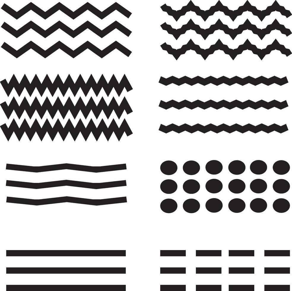 Wave form shapes elements icon illustration. zigzag style. sign symbol set collection, for your unique design vector