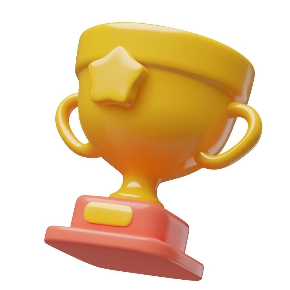 Flying trophy cup with a star 3d realistic winner award icon isolated on white background vector