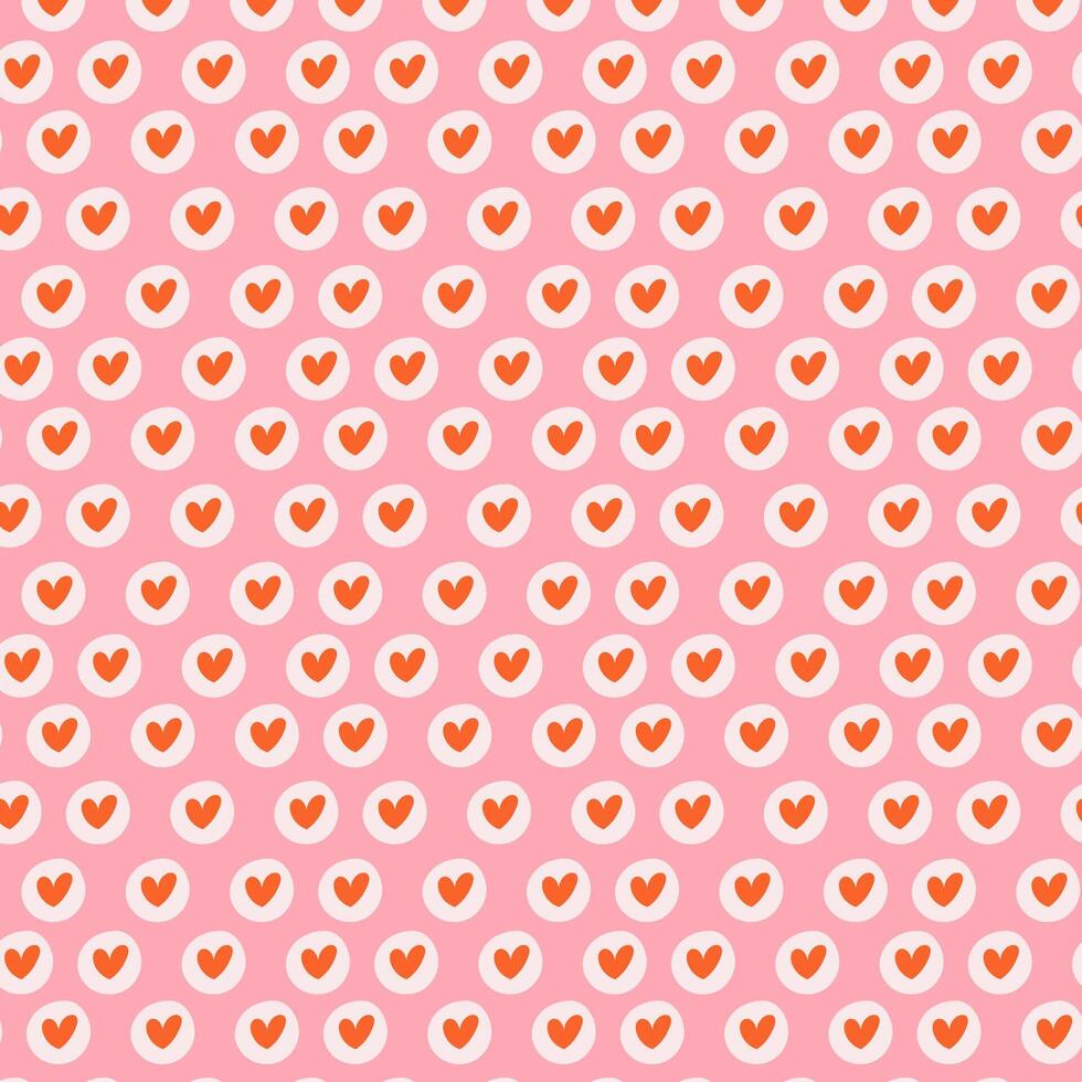Cute girly pattern with hearts in polka dots, perfect for backgrounds, greeting cards, and wrapping paper. vector