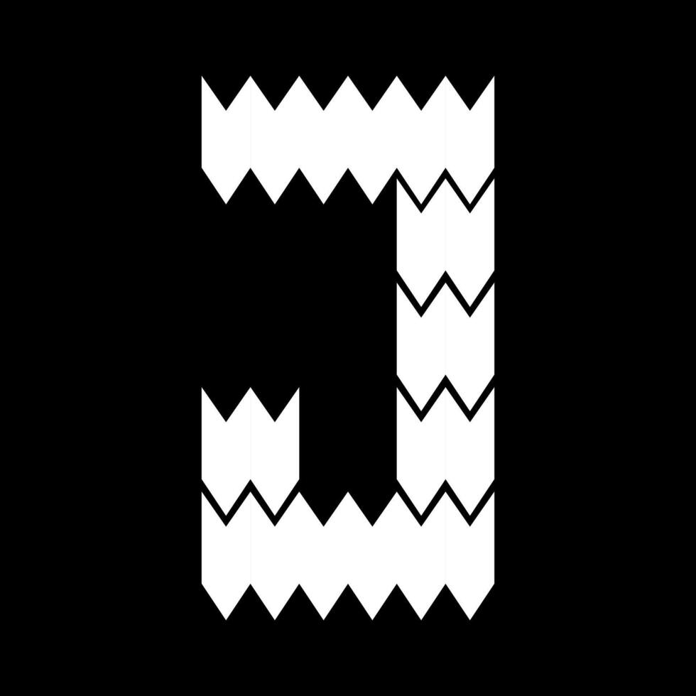 The J letter design looks furry and jagged. Suitable for sporty lovers, gamers, or t-shirt designs, hoodies, mugs, hats, and so on. vector