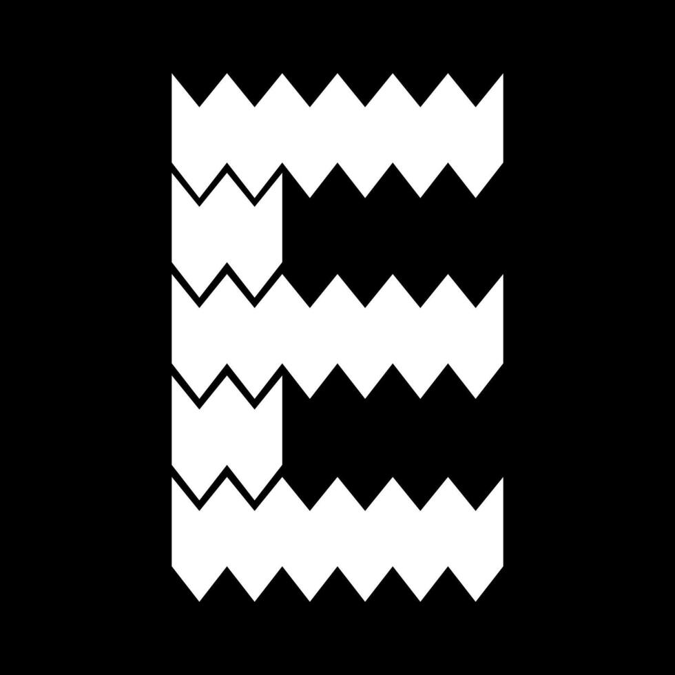 The E letter design looks furry and jagged. Suitable for sporty lovers, gamers, or t-shirt designs, hoodies, mugs, hats, and so on. vector