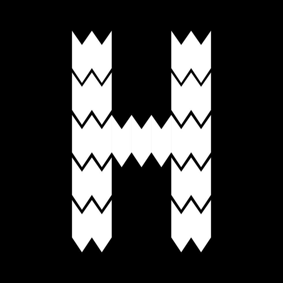 The H letter design looks furry and jagged. Suitable for sporty lovers, gamers, or t-shirt designs, hoodies, mugs, hats, and so on. vector