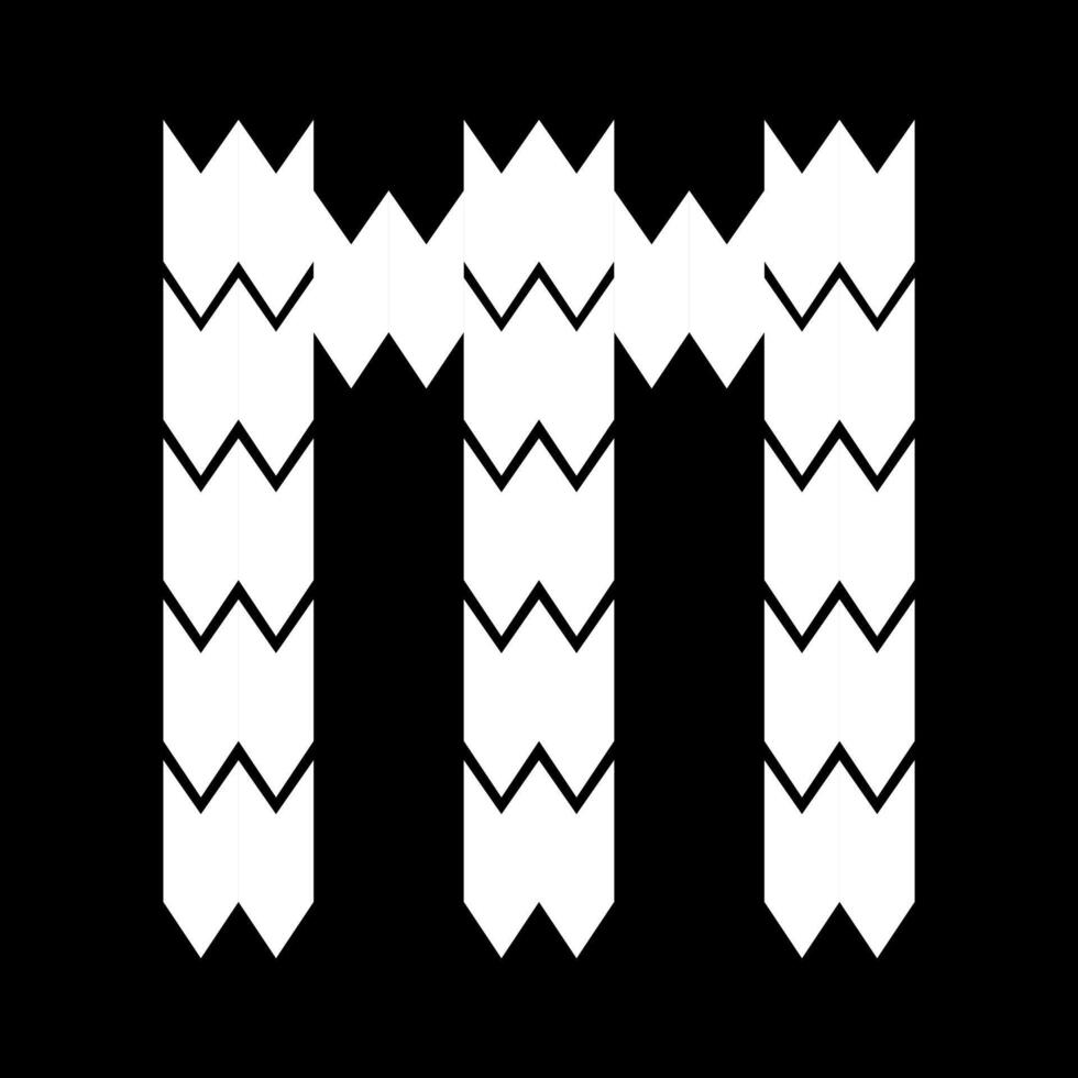Letter M. Serrated and Hairy. Suitable for sporty lovers, gamers, or t-shirt designs, hoodies, mugs, hats, and so on. vector
