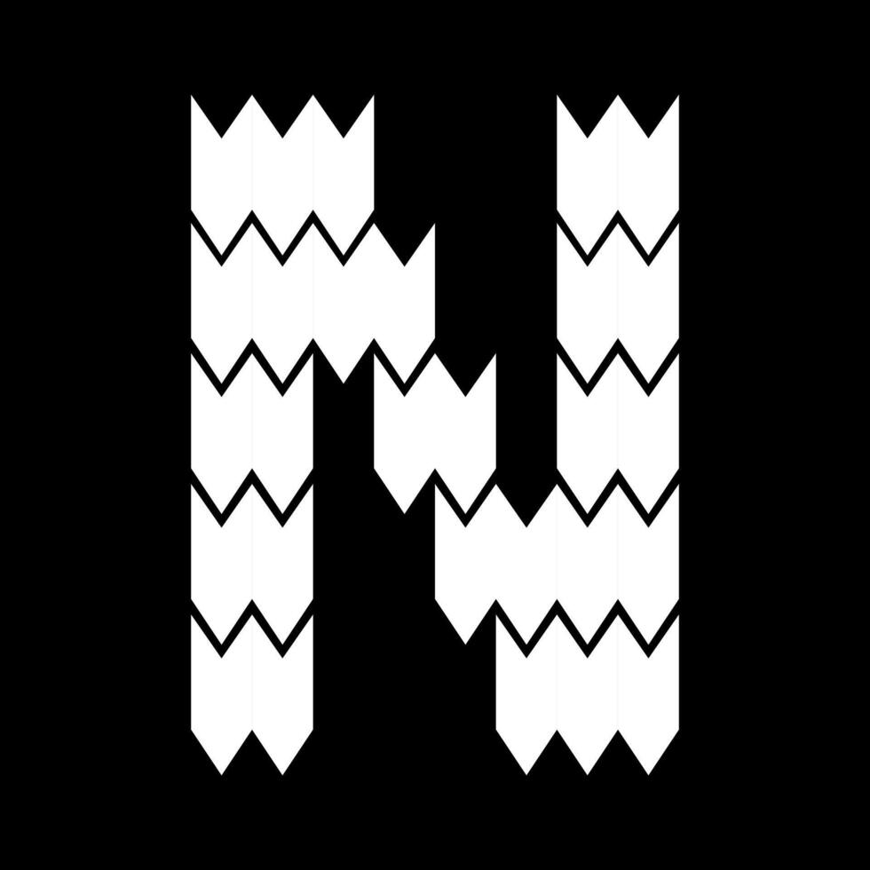 The letter N is hairy and jagged.Suitable for sporty lovers, gamers, or t-shirt designs, hoodies, mugs, hats, and so on. vector