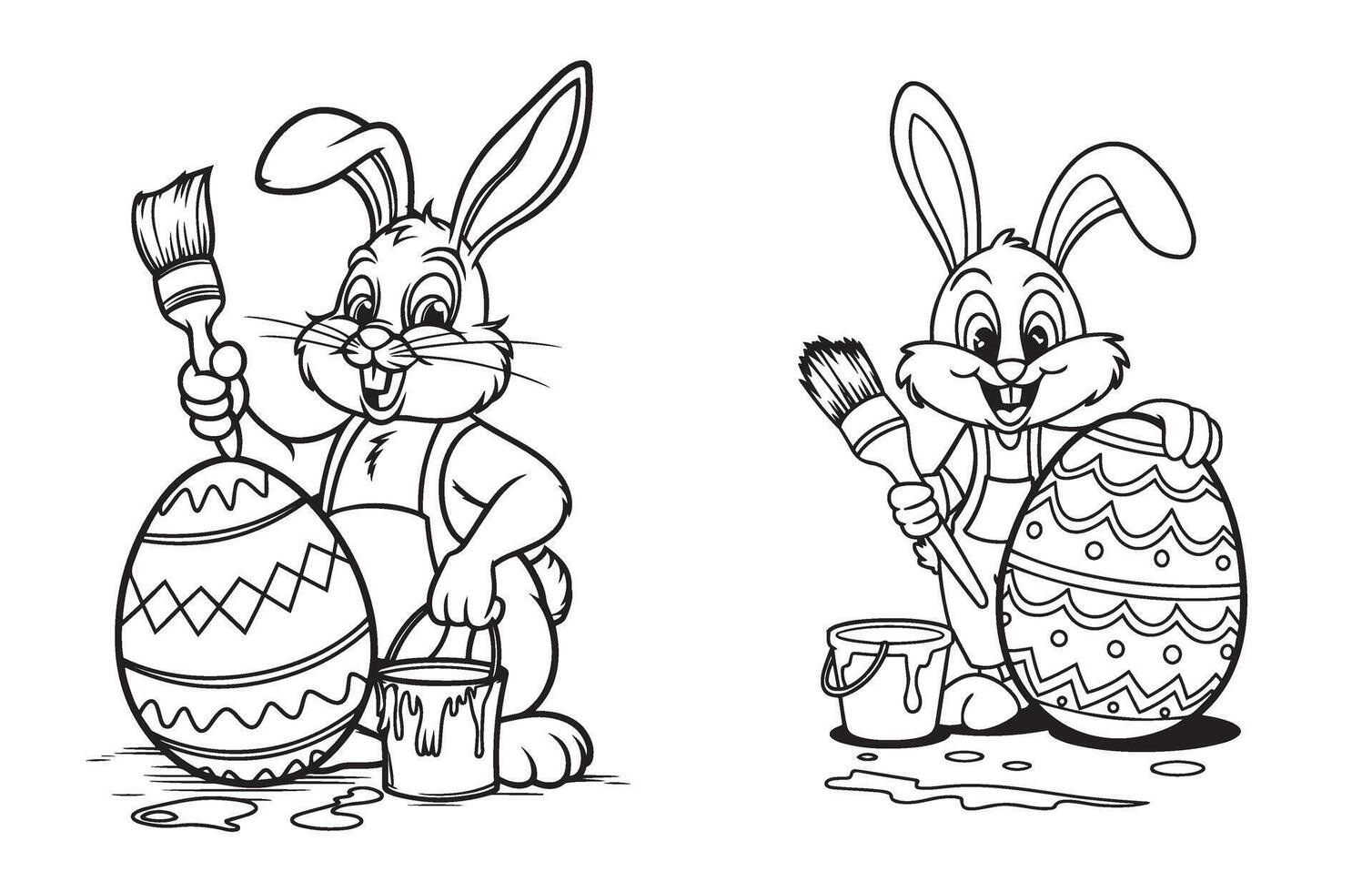 Black and White Easter Rabbit with Tulips vector