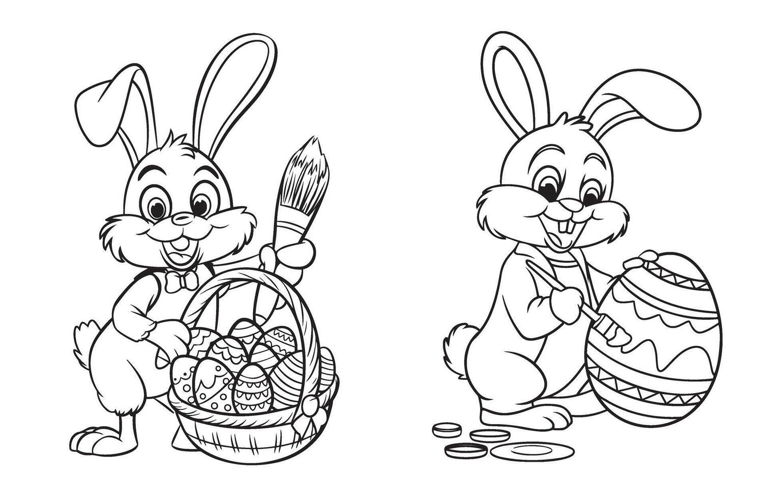 Adorable Easter Bunny with Egg Drawing vector