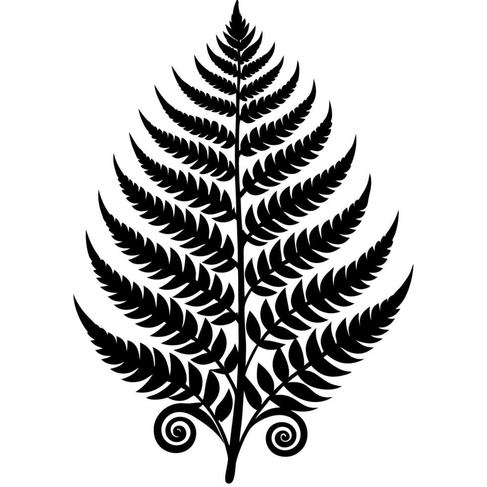 Stylized Symmetrical Fern Leaf Silhouette in Artistic Botanical Design vector