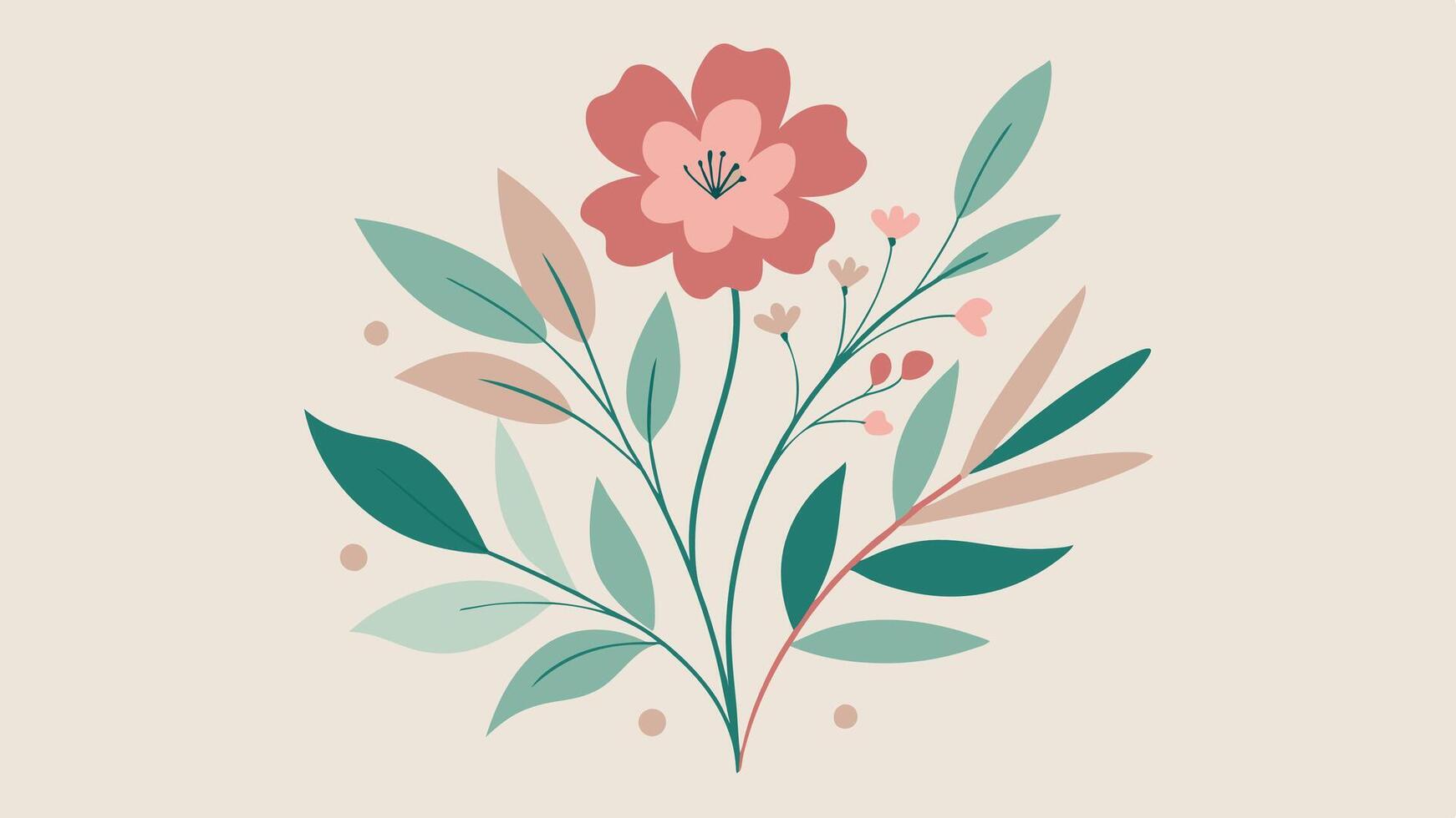 Antique Style Desaturated Botanical Illustration with Delicate Floral Patterns and Rustic Elegance vector