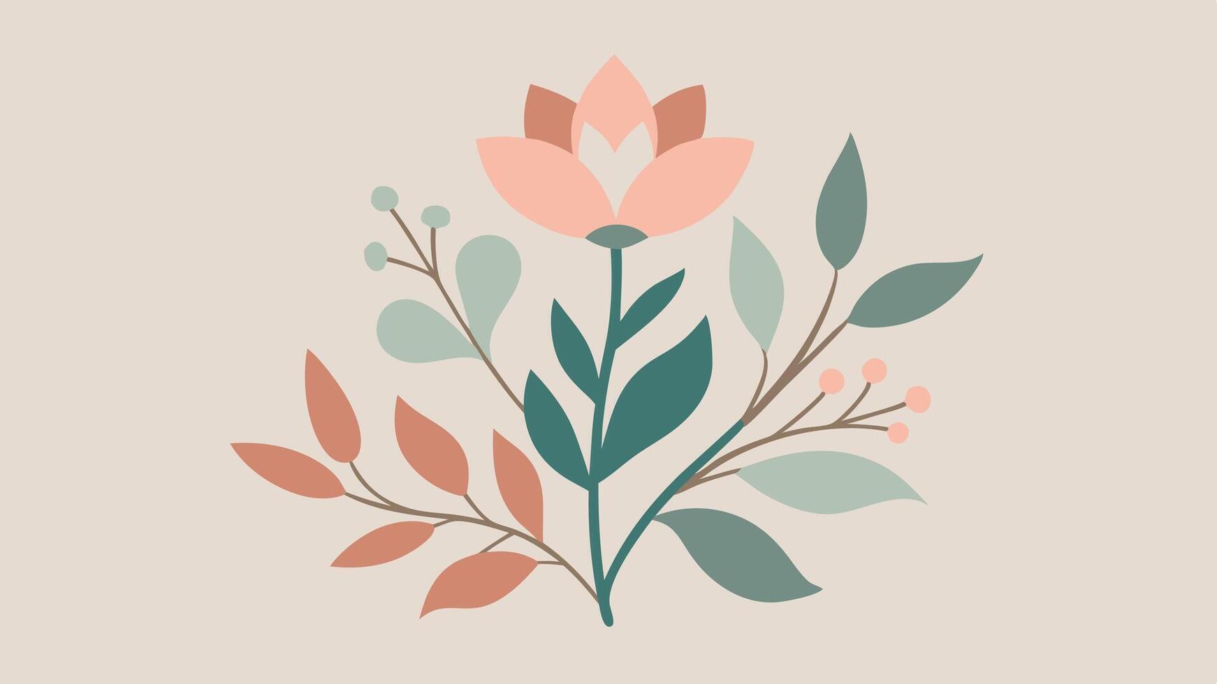 Beautiful Desaturated Botanical Artwork Featuring Retro Plant Designs vector