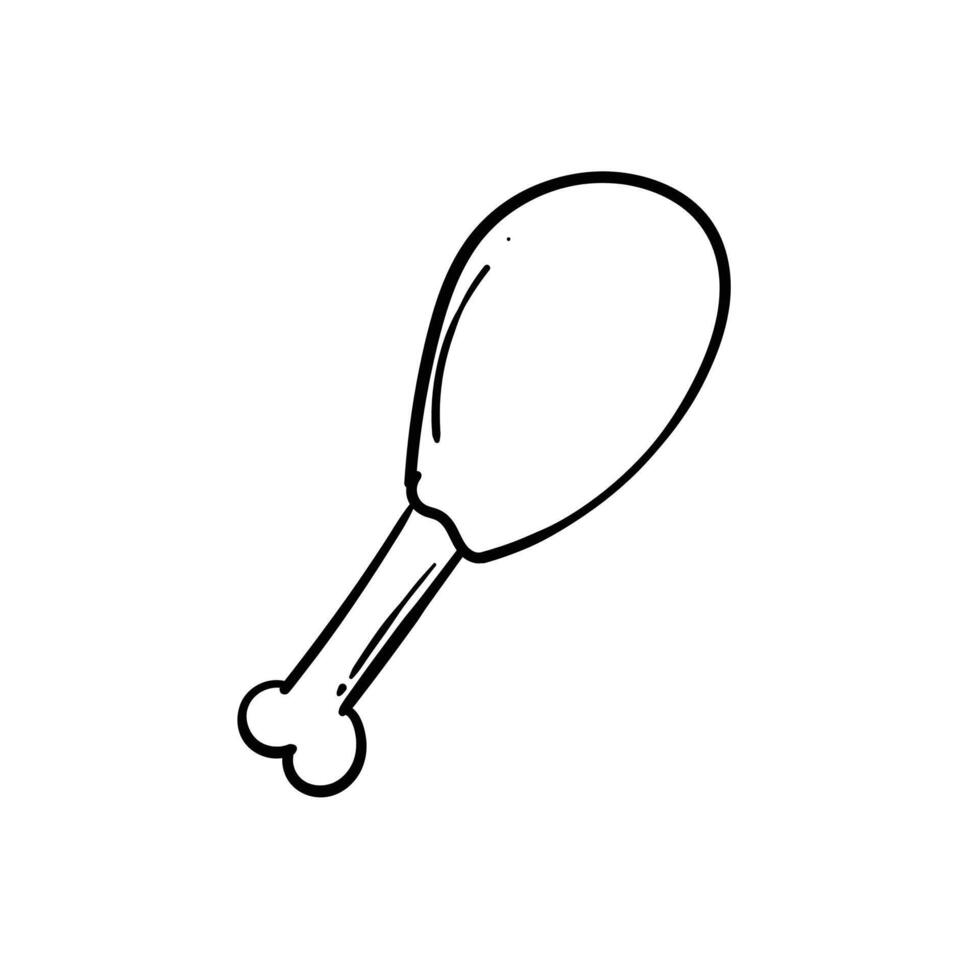 Simple Line Drawing of a Chicken Drumstick. Illustration vector