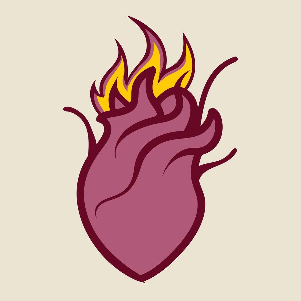Fire in form of an abstract anatomic heart vector