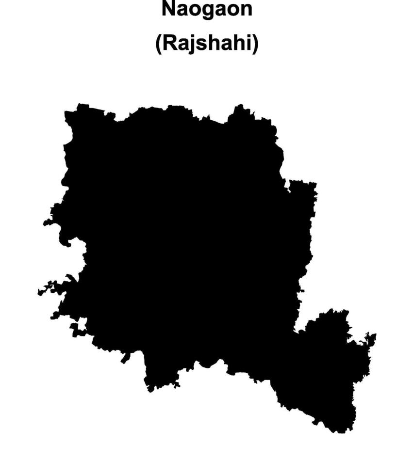 Naogaon district blank outline map vector