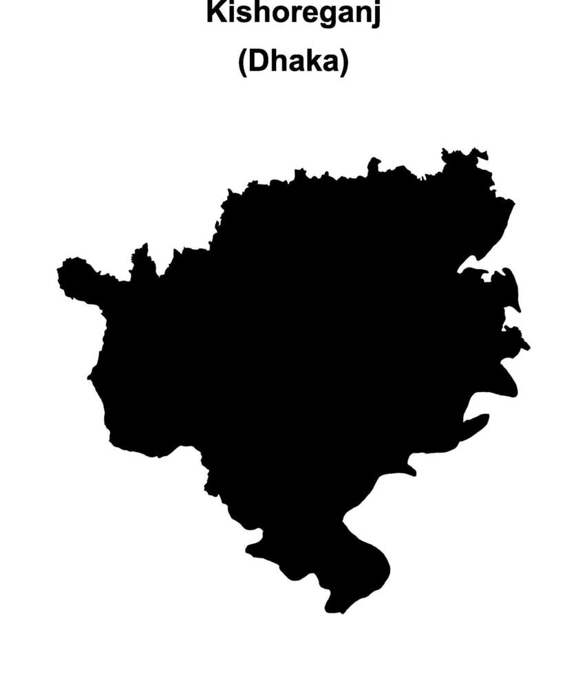 Kishoreganj district blank outline map vector